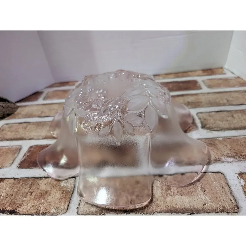 Vintage Mikasa Pink Rosella Bowl Crystal Rose Ruffled Edge Frosted Candy Dish